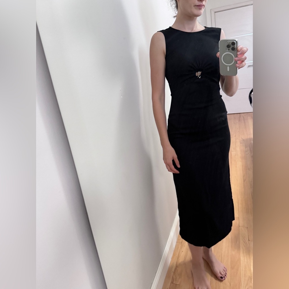 & Other Stories Cut-out Hardware Midi Black Dress In EU 34 - Picture 2 of 16